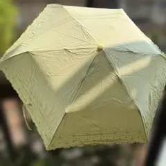Wpcフラワー刺繍 折りたたみ日傘 ライトイエローのサムネイル