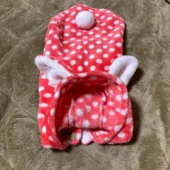 ウサギ耳付きピンク水玉犬服
