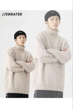 新品未使用　タートルネック　ニットセーター　厚手　防寒　カジュアル　　2XL