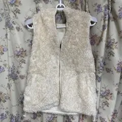 ecru nolley'sフリースベスト フード付き クリーム M相当