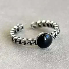 silver925 ブラックチェーンリング　シルバー925