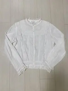 Ray BEAMS レース付き長袖ブラウス　ホワイトのサムネイル