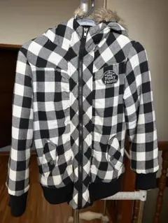 Pinky Palette フード付きジャケット ブラック・ホワイトチェック