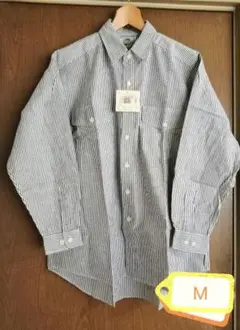 【新品タグ付き】 長袖シャツ ストライプ グレー/ホワイト M