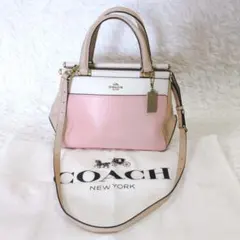 COACH 2WAY ショルダーバッグ ハンドバッグ ピンク系 カラーブロック