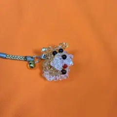 【送料無料】ストラップ　ビーズ　犬　ドッグ　可愛らしい　わんこ【現品限り】