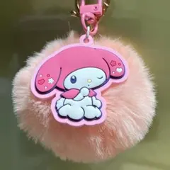 マイメロディ ピンクファーキーホルダー