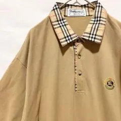 美品 バーバリー ポロシャツ 半袖 ノバチェック メンズ ホース カジュアル L