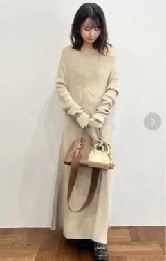 Mila Owen (ミラオーウェン)オフショルダー リブニットワンピース