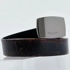 COACH 希少ガンメタ レクタングルバックル ワイドレザーベルト　ヴィンテージ