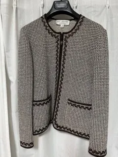 美品　セントジョン（ST. JOHN）ウールツイードノーカラージャケットのサムネイル