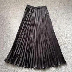 【アンタイトル】洗える　チンツバルブサテンプリーツスカート　グレー