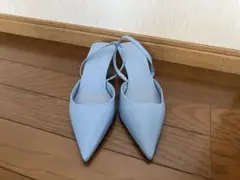 水色ポインテッドトゥスリングバックミュール　ZARA
