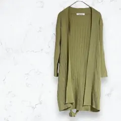 five&seven♡長袖カーディガン 緑 ミドル丈 バックリボン 羽織