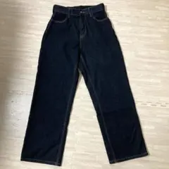 coca あったか裏起毛ワイドデニムパンツ　インディゴ