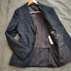 新品ZARA テーラードジャケット EUR 40 ネイビー チェック柄Lブレザー