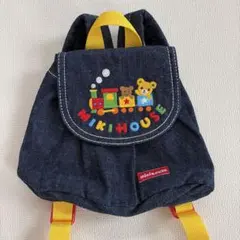 極美品　ミキハウス デニムリュック 刺繍 プッチー 列車 汽車のサムネイル