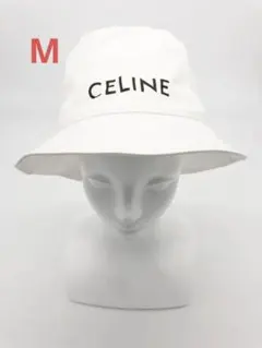 CELINE♦︎バケットハット M ギャバジンコットン ロゴ入り オフホワイト