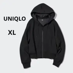 UNIQLO XL ブラック ドライスウェット クロップド フルジップパーカ