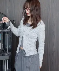 フード付きレイヤードロンT ドットのサムネイル