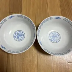 青い雲と鳥のデザイン 丼 2個セット　ラーメン鉢　未使用