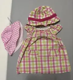 HOT BISCUITS Mikihouse チェック柄ドレスと帽子セット S