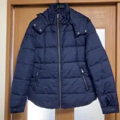 ネイビー 迷彩柄 ダウンジャケット フード付き