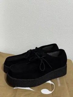 【簡易包装】ブラック スエード 厚底 モカシン