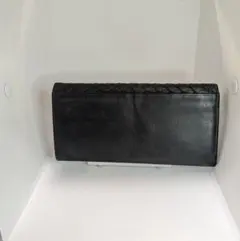 黒のレザー編み込み長財布のサムネイル