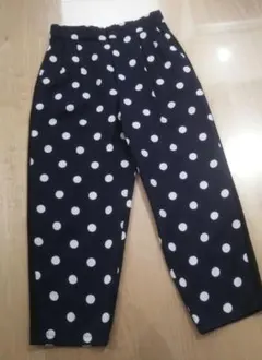 Coobmクーム　洗えるドットテーパードパンツ　　ゴム ネイビー