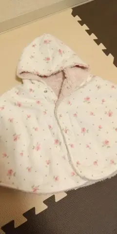 ベビーポンチョ リバーシブル ピンク 花柄 ブランシェス