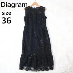 ダイアグラム スパンレースワンピース パーティードレス ノースリーブ 黒 36