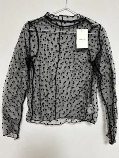 Helm しまむら ハート チュール トップス シースルー フロッキー 黒