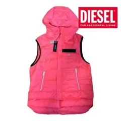 DIESEL フード付きピンク中綿ダウンベスト