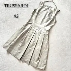 トラサルディ 【42】 ワンピース ひざ丈 ノースリーブ 絹 シルク キュプラ