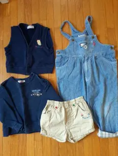 FAMILIA　ベビー服セット（オーバーオール、ベスト、ショートパンツ）