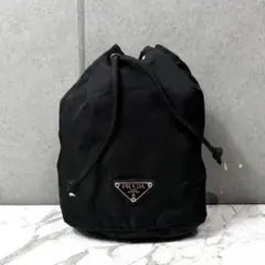 y2k プラダ ミニポーチ 三角ロゴ 巾着 化粧ポーチ テスートナイロン 黒