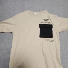 メッセージプリント Tシャツ ベージュ