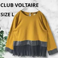 新品　シフォン&フェイクレザー異素材トップス　CLUB VOLTAIRE