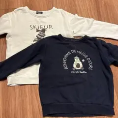 べべBeBe トレーナートップススウェット2枚セット　水色青