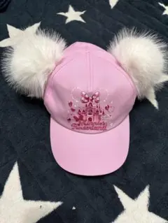 ディズニー ファー付きピンクキャップ