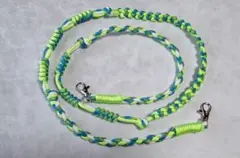 パラコード　スマホショルダー　ライトグリーン×ホワイト×ブルー(柄あり)