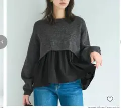 【未使用】コカ　ドッキングギャザーニット　М