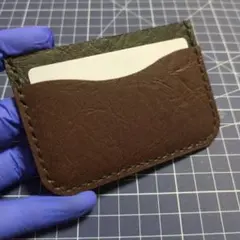 2ポケットカードケースパスケース本革ハンドメイド