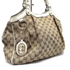 【美品✨】グッチ スーキー ハンドバッグ インターロッキング GG シマ A4可