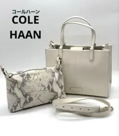 コールハーン ホワイト レザー トート ショルダー ポーチ パイソン 6way