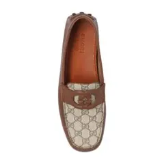 新品未使用☆GUCCIドライビングシューズベージュ＆エボニーGGキャンバスレザー