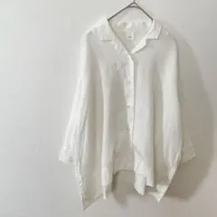 新品タグ付き⭐️かぐれ KAGURE リネンシャツ 白 ゆったり ナチュラル 