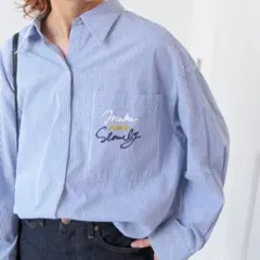 spick＆span 刺繍オーバーシャツ ブルーのサムネイル
