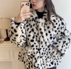 【RiLi】ダルメシアン柄ファーコート